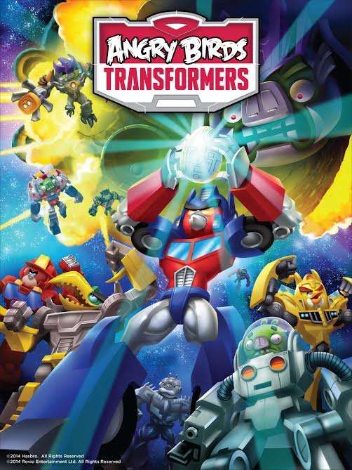 Angry birds transformers posed similar to 1987 Transformers: The Movie Poster